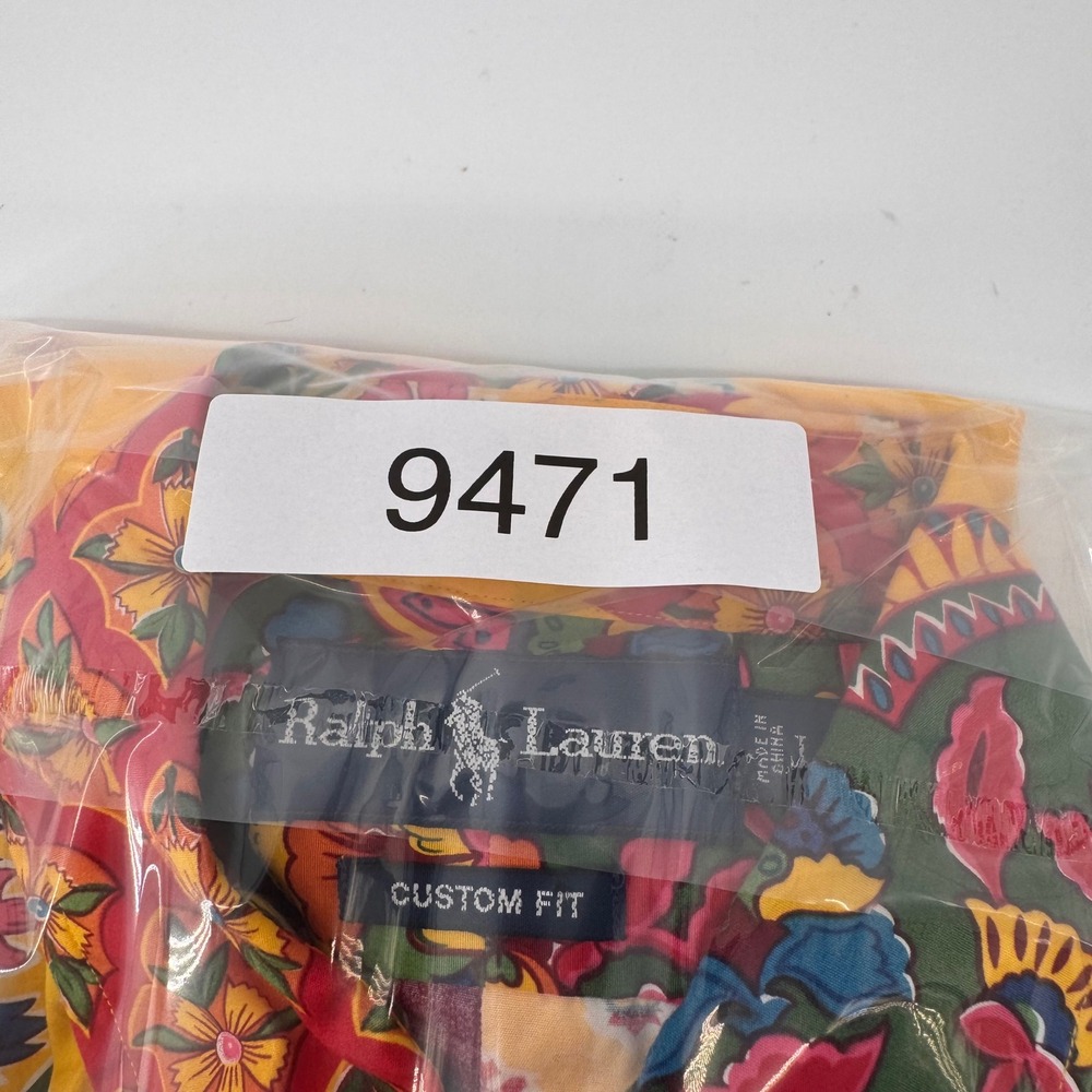 Ralph Lauren Button Down Mens L Yellow Patchwork Paisley Floral Custom Fit Shirt - Picture 8 of 8